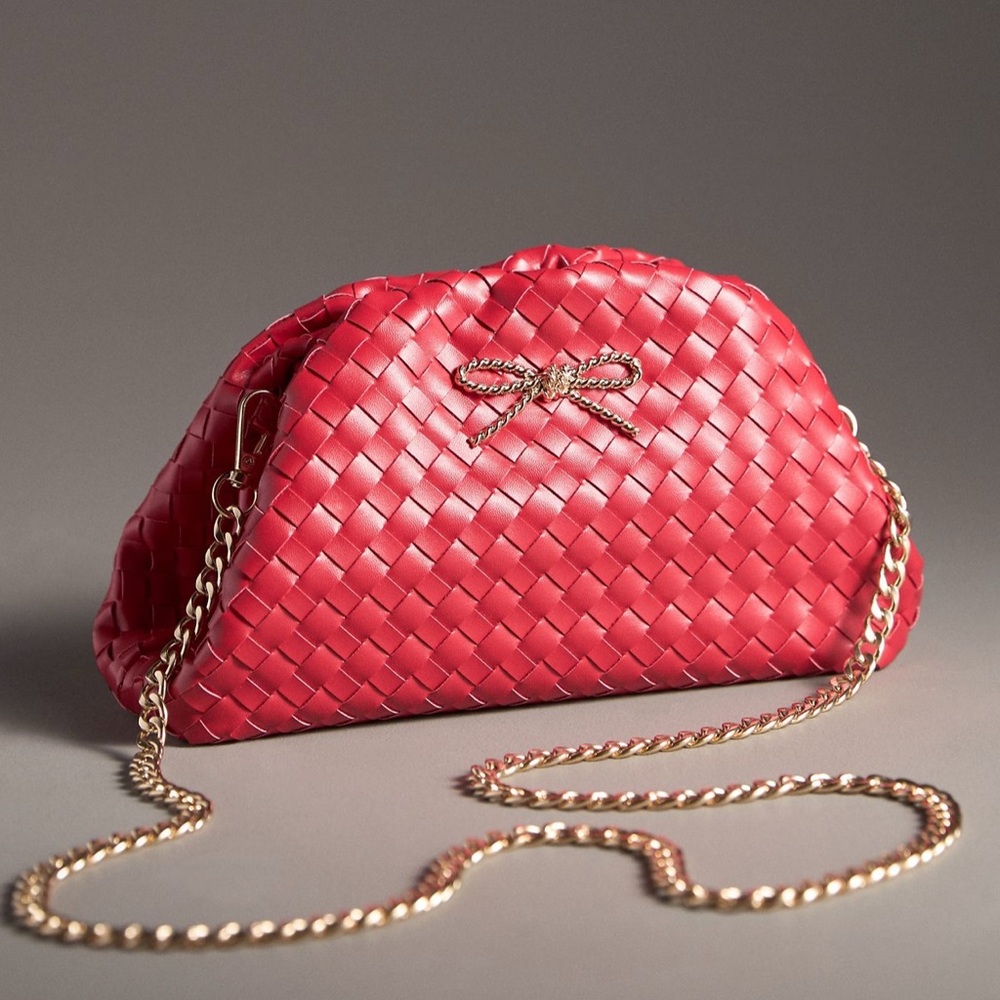 Anthropologie The Frankie Mini Clutch Woven Bow Edition NWOT RED ❤️